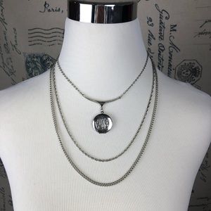 Vintage Silver Triple Chain 1” Locket